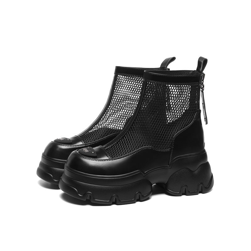 Damen Stiefeletten Netzoptik Stabil Schuhe Höhe