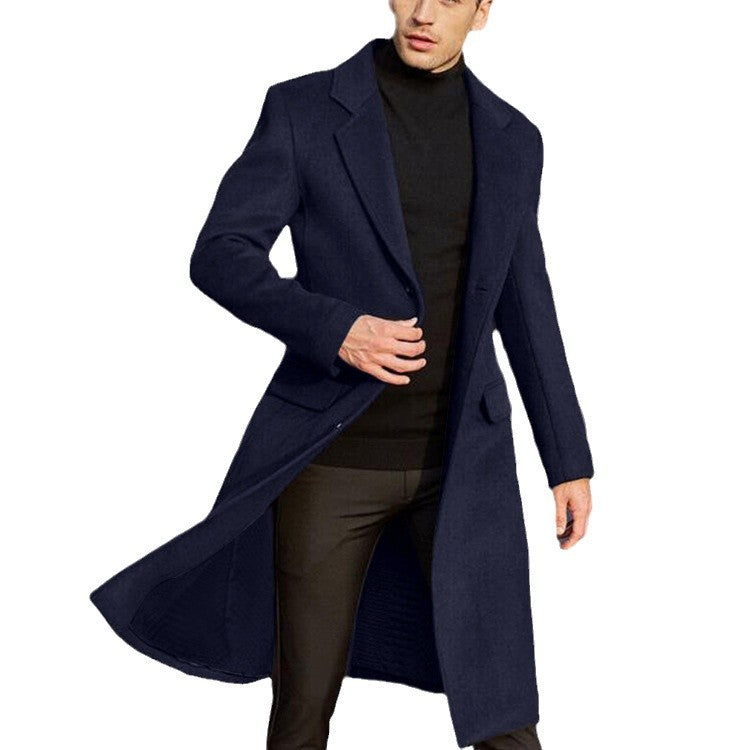 Herren Wintermantel Lang Klassisch Elegant mit Taschen