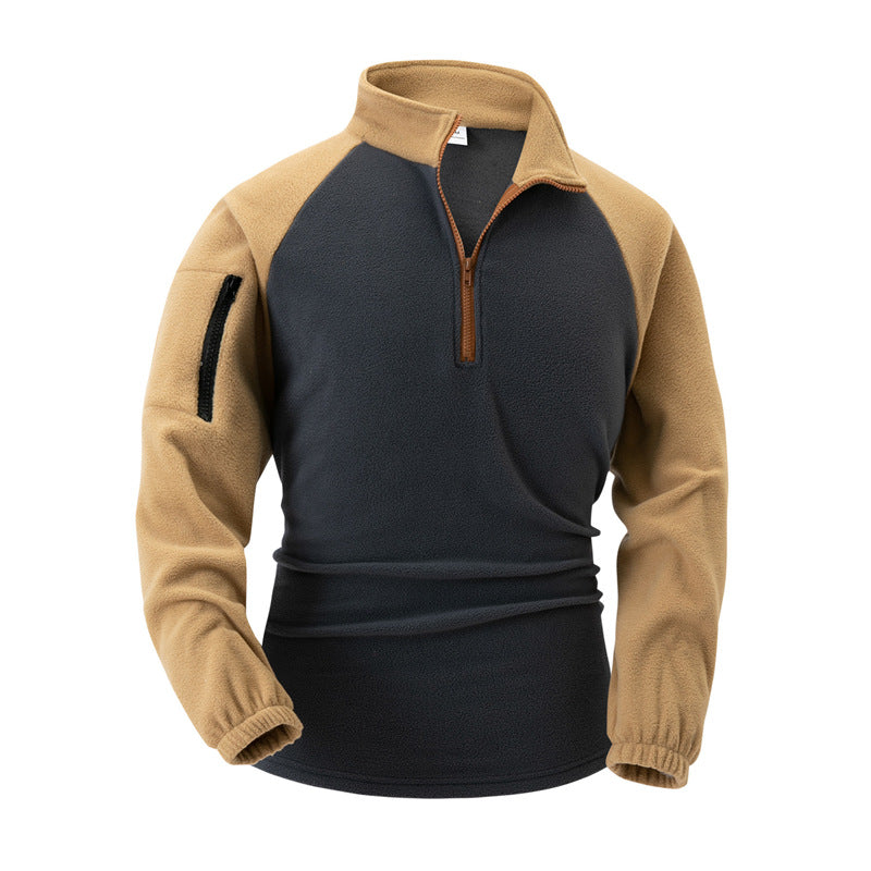 Herren Fleece-Pullover Warm Halb-Reißverschluss Funktions-Taschen