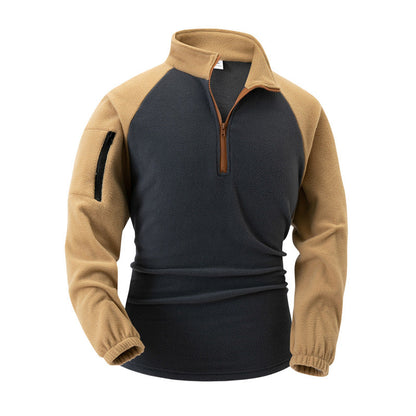 Herren Fleece-Pullover Warm Halb-Reißverschluss Funktions-Taschen