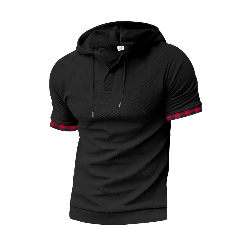 Herren Kapuzenshirt Modern mit Kontrastärmeln