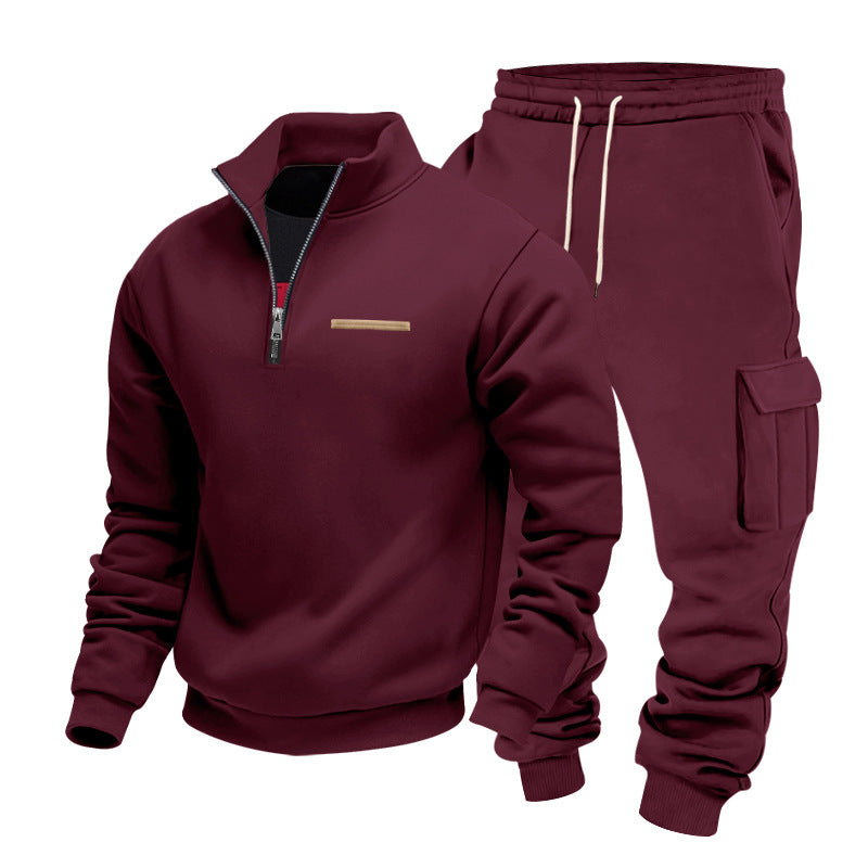 Herren Sportanzug Set Hochkragen Taschen Freizeit