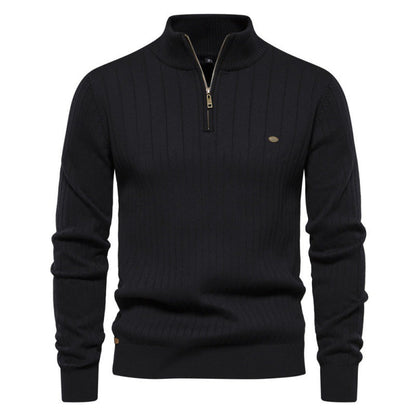 Herren Pullover Halbzipper Rippstruktur Modern