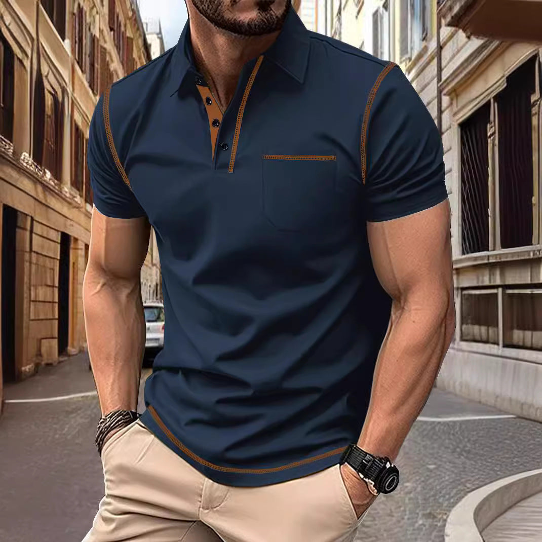 Herren Polohemd Modern Stehkragen Elegant