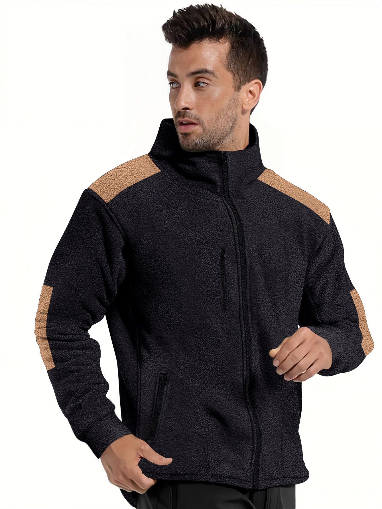 Herren Fleecejacke Modern Reißverschluss Praktische Taschen