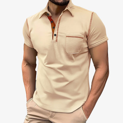 Herren Kurzarmhemden Modern mit Kragen und Brusttasche