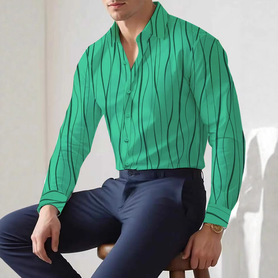 Herren Hemden Moderne Streifen Elegant Slim Fit