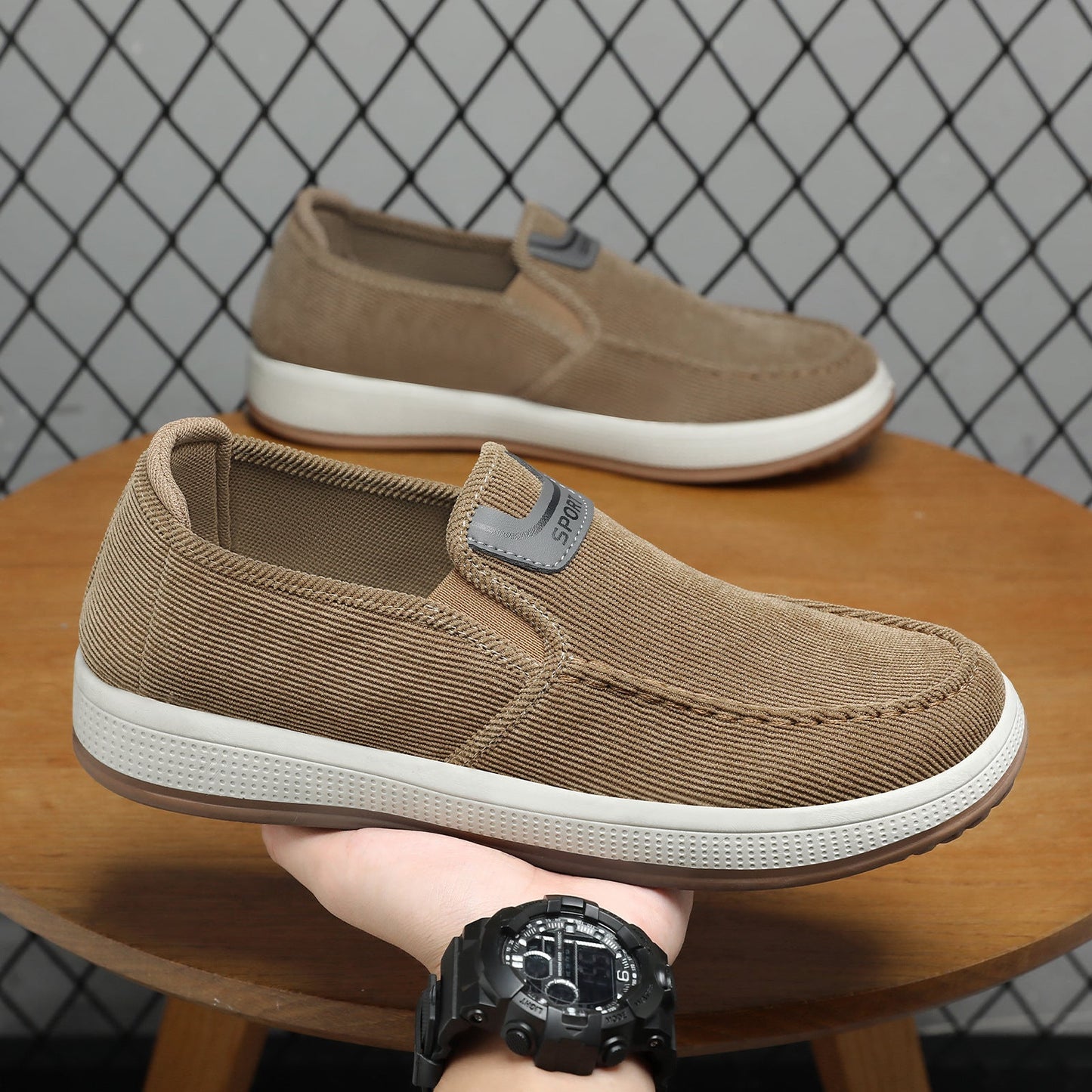 Damen Clogs Bequem Cordoptik Lässig