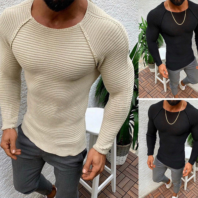 Herren Strickshirt Langarm Elegantes Design