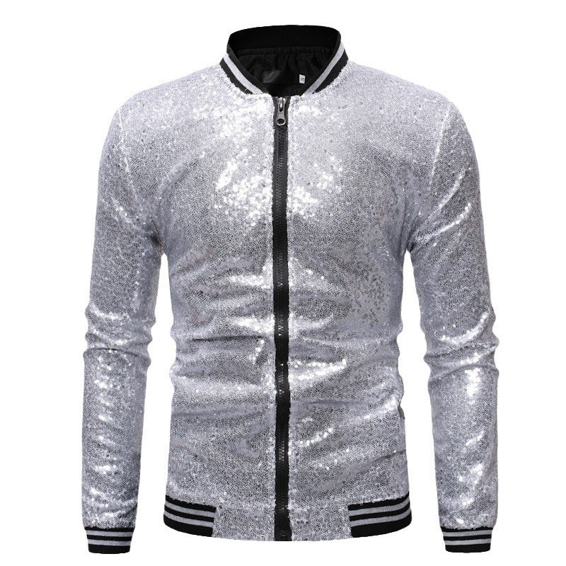 Herren Sportjacke Glitzernd mit Reißverschluss Elastisch