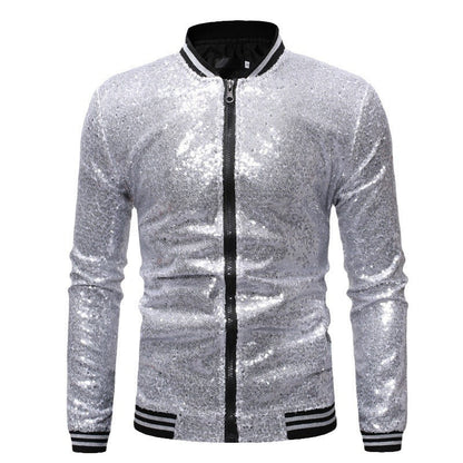 Herren Sportjacke Glitzernd mit Reißverschluss Elastisch