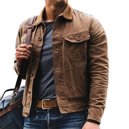 Herren Jacke Baumwoll Modern mit Taschen