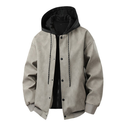 Herren Übergangsjacke Modern mit Abnehmbarer Kapuze Sportlich