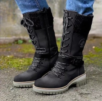 Damen Winterstiefel Warm gefüttert Schnürstiefel Trend