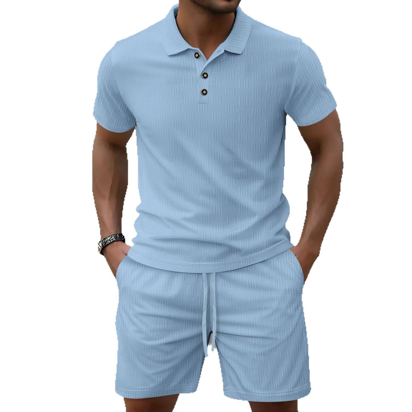 Herren Poloshirt Set mit Stretch Shorts Sportlich Modern
