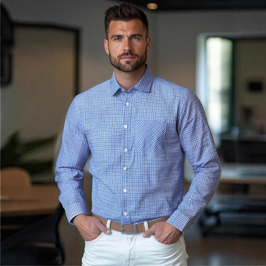 Herren Hemd Karomuster aus Baumwolle mit Brusttasche