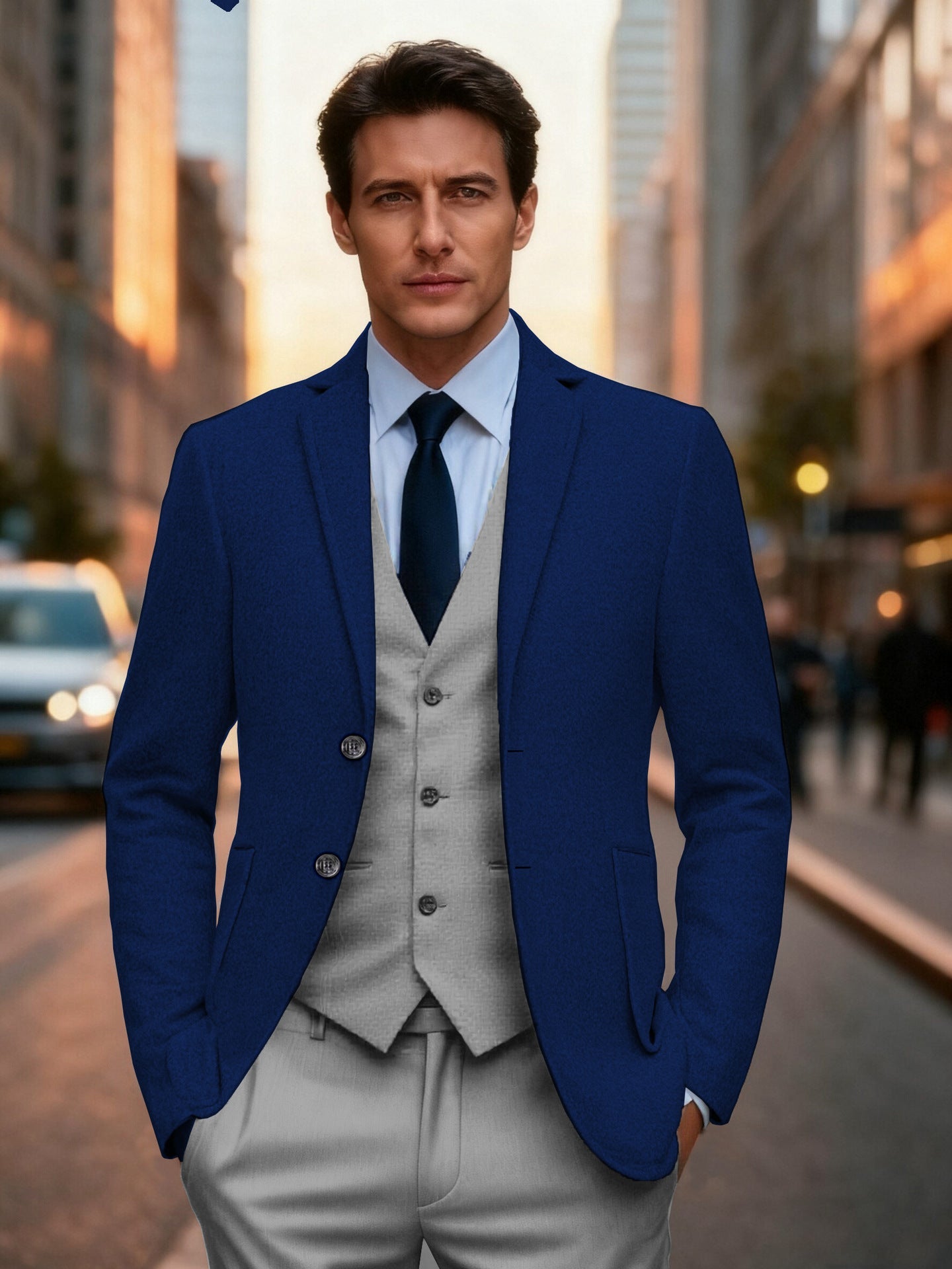 Herren Blazer Einreihig Klassisch Slim Fit