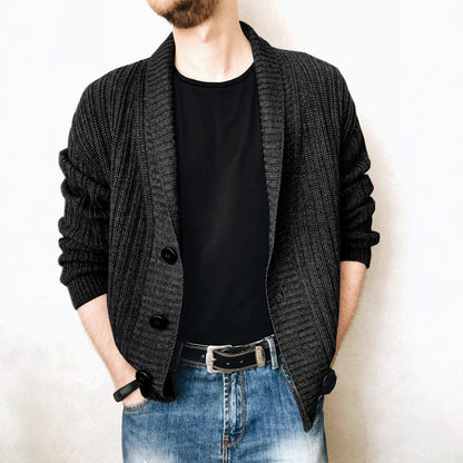 Herren Strickjacke Modern Großer Kragen Elegant