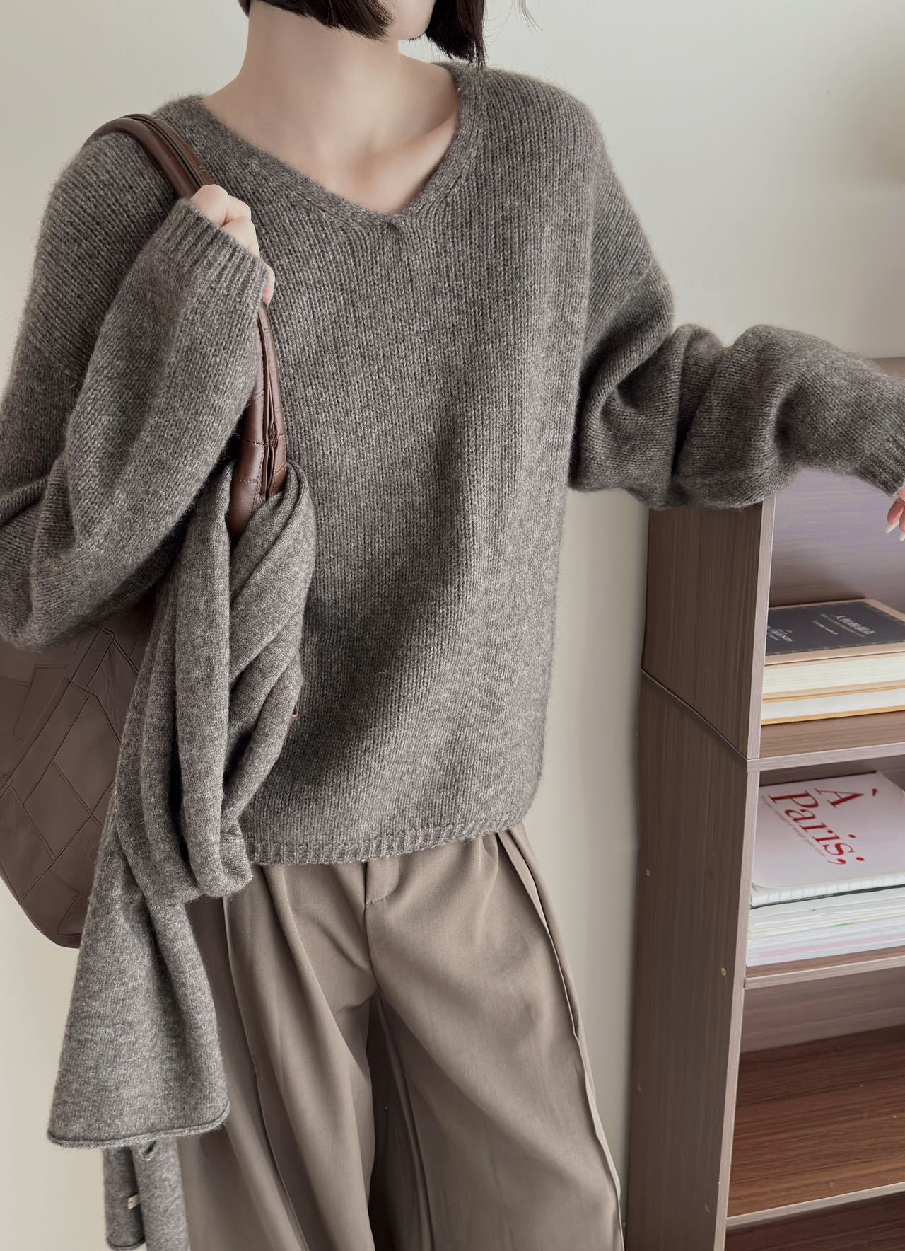 Eleganter V-Ausschnitt Pullover Damen Luxus Qualität