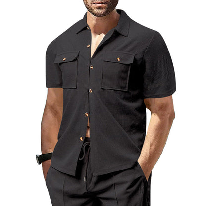 Herren Kurzarmhemd Modern mit Brusttasche und Stylish Design