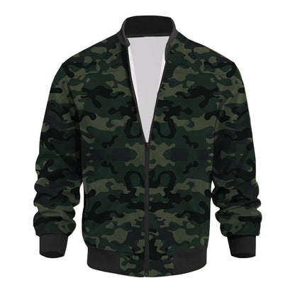 Herren Bomberjacke Camouflage Lässig Reißverschluss Taschen
