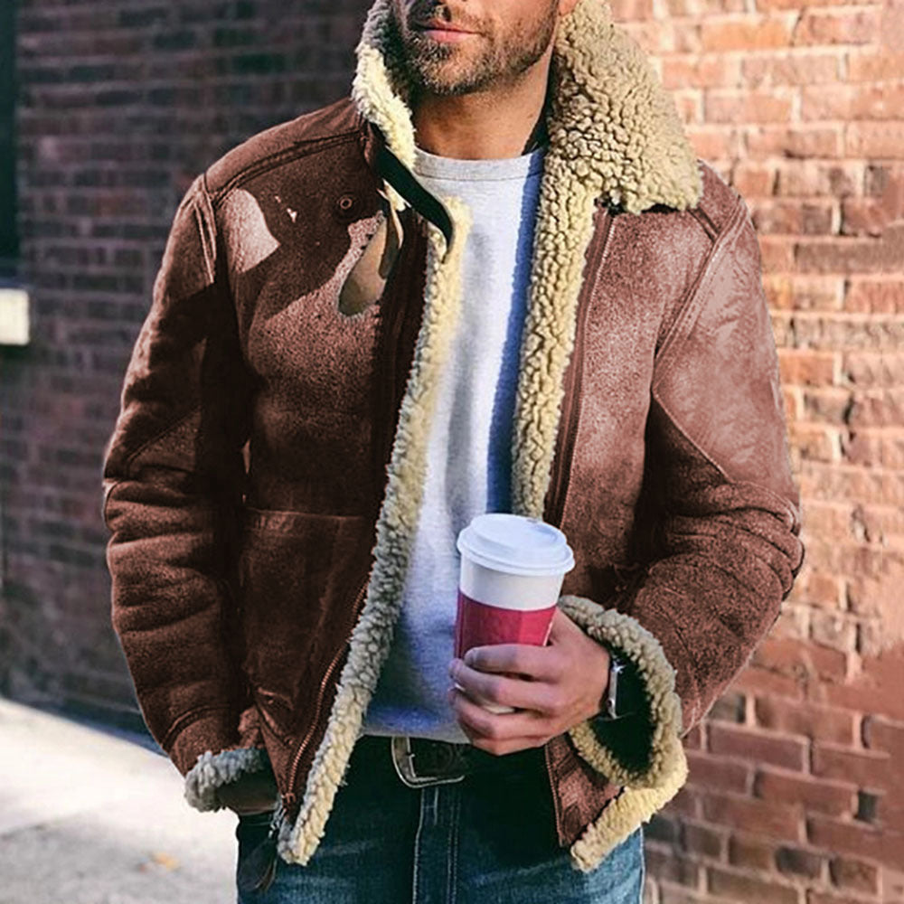 Lederjacke Herren Gefüttert Vintage Stil Bikerjacke