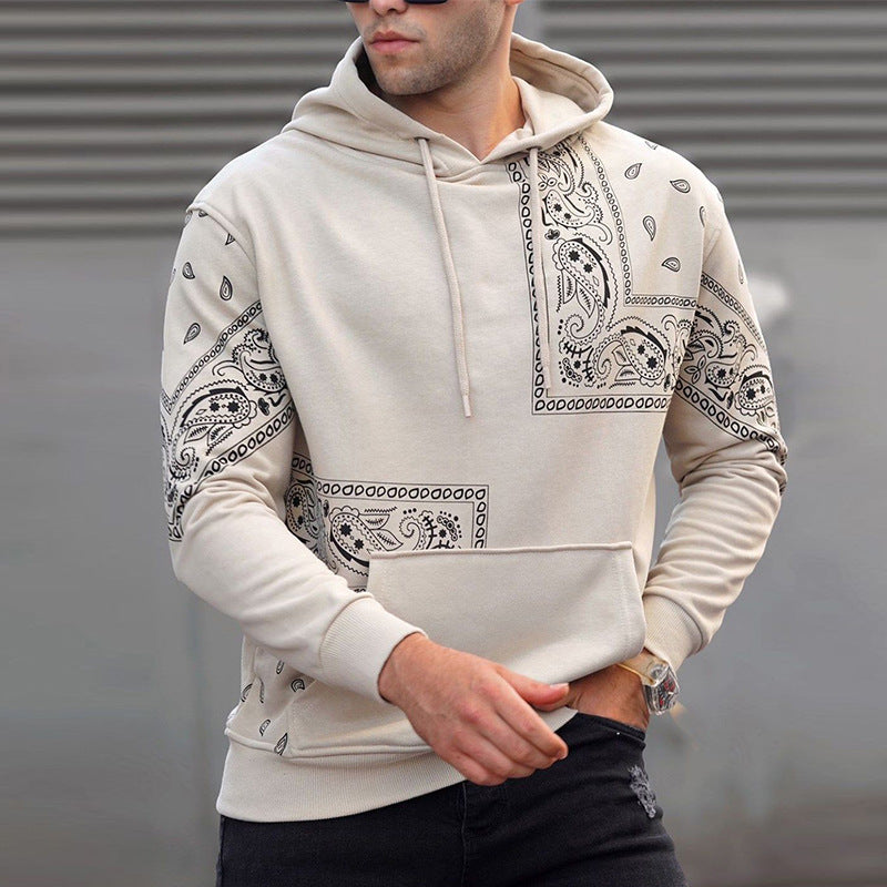 Herren Hoodie Sportlich Asymmetrisch Bandana Style
