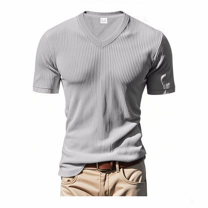 Herren T-Shirt V-Ausschnitt Strukturiert Modern Berlin Style