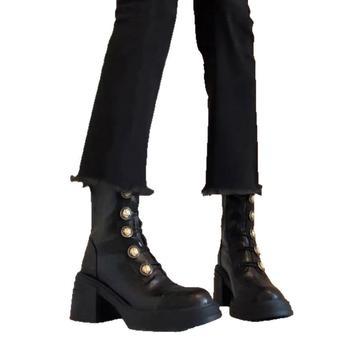 Damen Stiefel Ankle Boots Modern Knöpfe Schuhe
