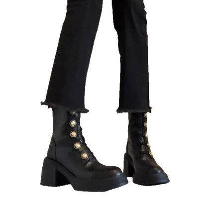 Damen Stiefel Ankle Boots Modern Knöpfe Schuhe
