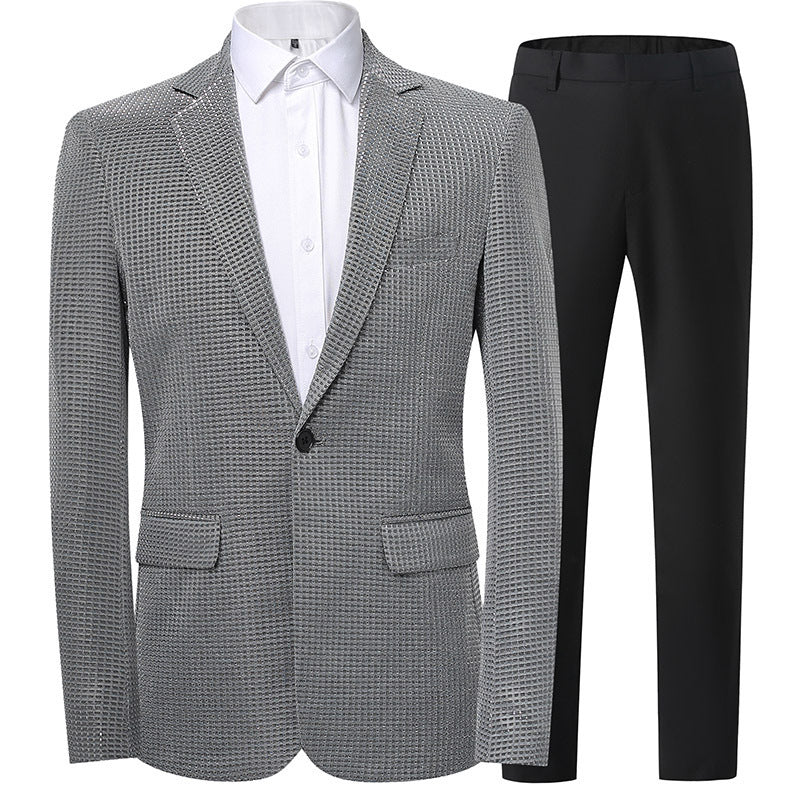 Herren Anzug Glitzer Pailletten Elegant Abend