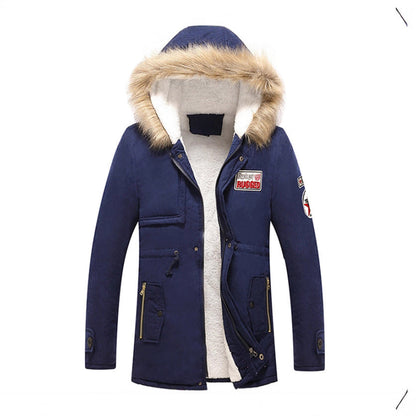 Herren Winterjacke Modisch Kunstfellkragen Taschen Berlin Style
