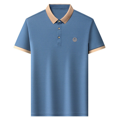 Herren Polohemd Moderner Kontrastkragen Slim Fit