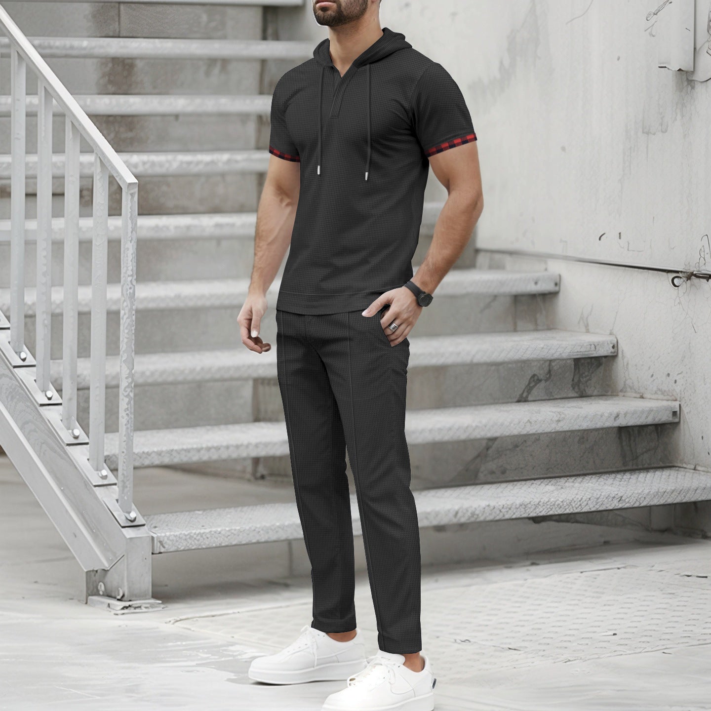 Herren Sportset Kapuze mit Taschen Ergonomisch Modern