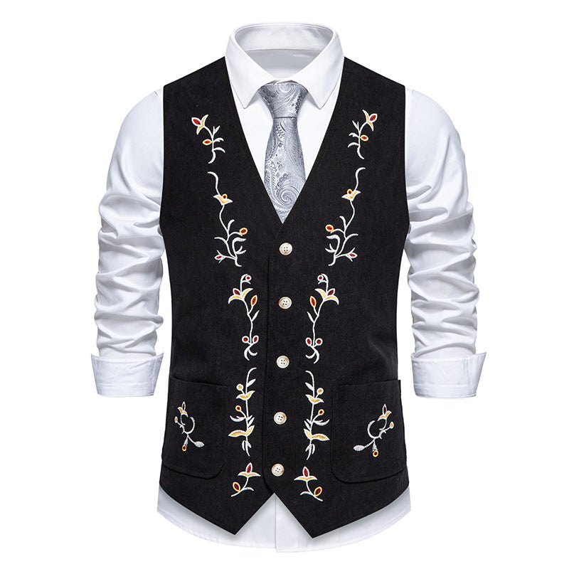Herren Weste Elegant mit Stickereien Modern Floral