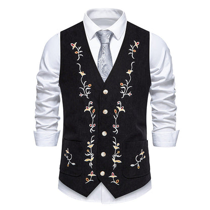 Herren Weste Elegant mit Stickereien Modern Floral