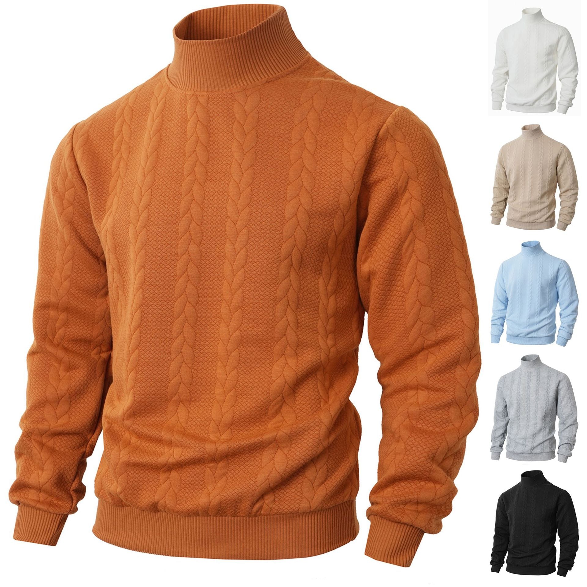 Herren Strickpullover Modern mit Zopfmuster Hochkragen - BerlinGlamour