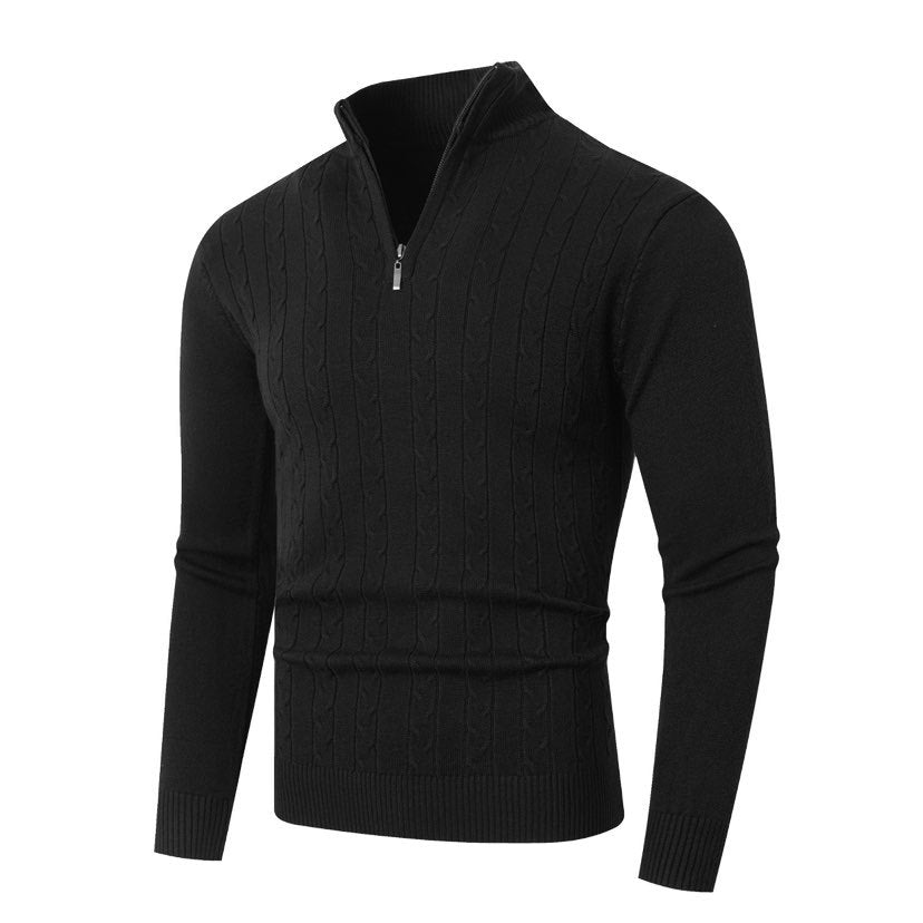 Strickpullover Herren mit Reißverschluss und Struktur Optik