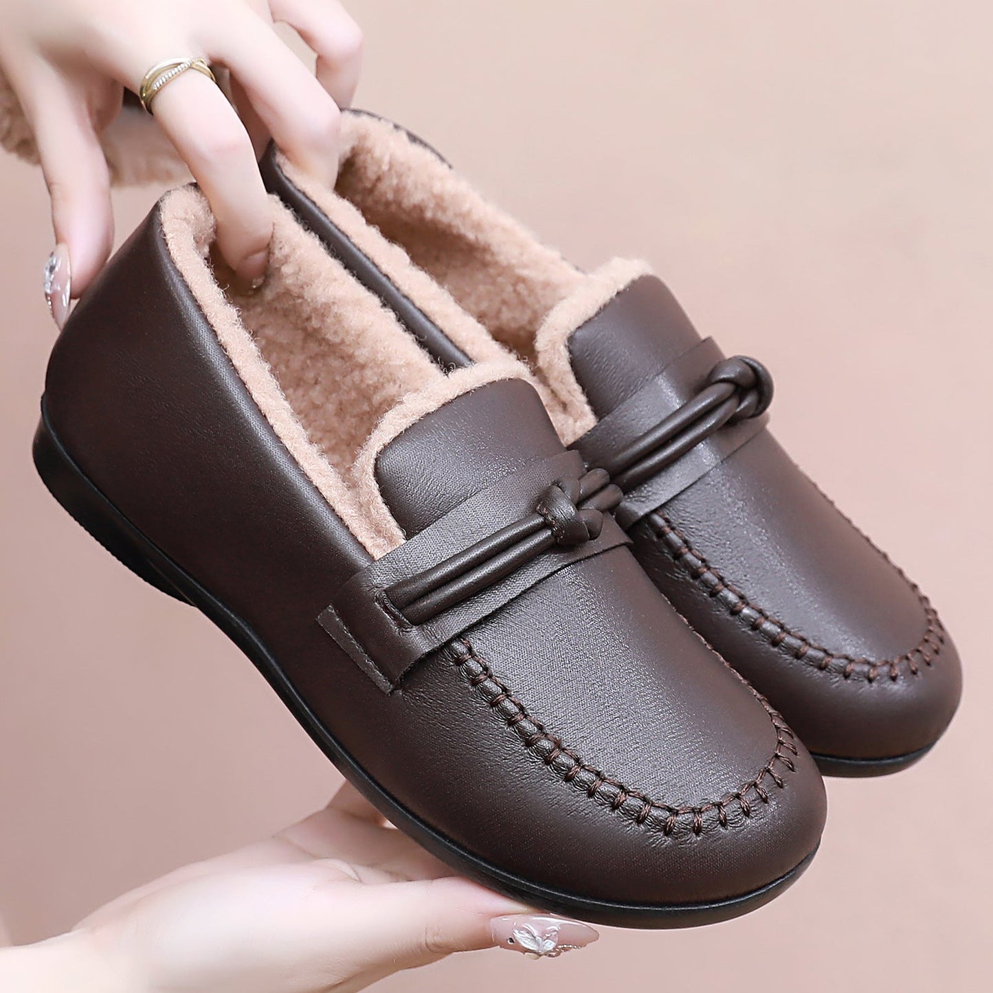 Damen Mokassins Warm Bequem Elegante Wintermode