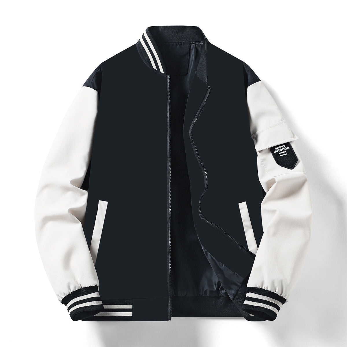 Herren Bomberjacke Modern Reflektierend Taschen