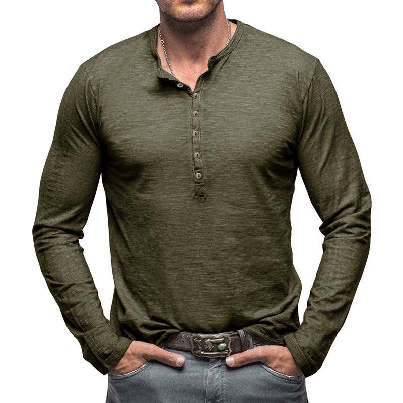 Herren Langarmshirt mit Knöpfen Elegant Berlin Style - BerlinGlamour