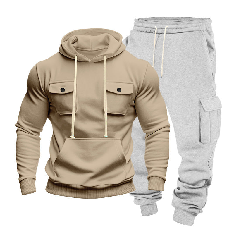 Herren Kapuzenpullover Set mit Cargo-Hose Streetwear Style