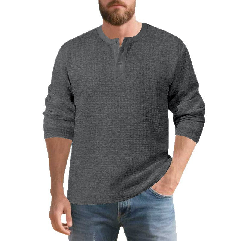 Herren Langarmshirt Elegantes mit Knöpfen und Struktur