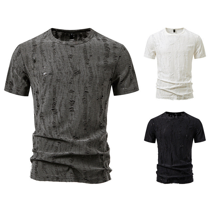Herren T-Shirt Rundhalsausschnitt Modern Strukturiert - BerlinGlamour