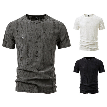 Herren T-Shirt Rundhalsausschnitt Modern Strukturiert - BerlinGlamour
