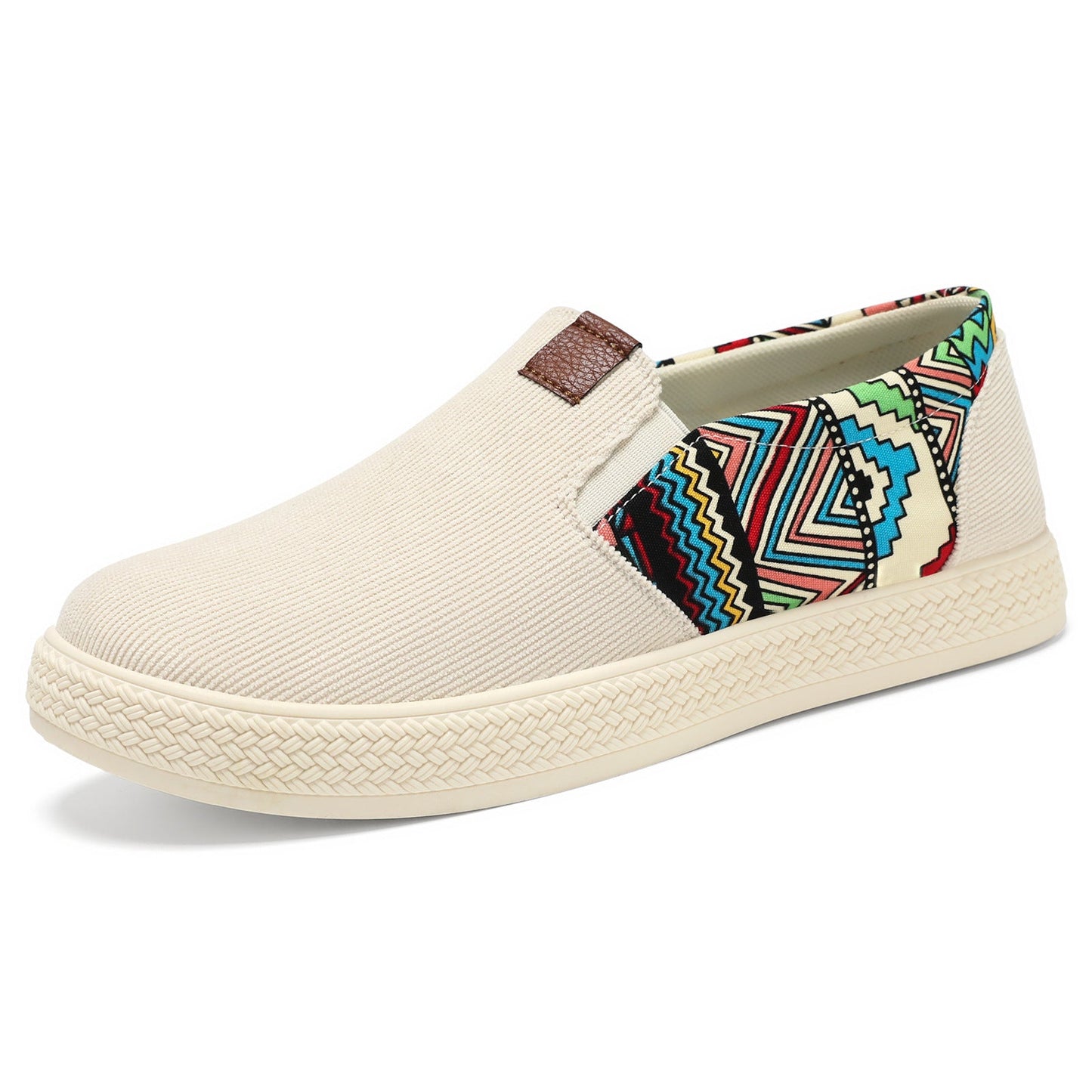 Damen Slip-On Schuhe Bequem Bunt Ethno Muster