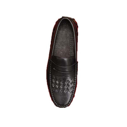 Herren Mokassins Leder Braun Flechtmuster Elegante Schuhe