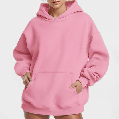Damen Kapuzenpullover Weich Fleece Lockere Passform