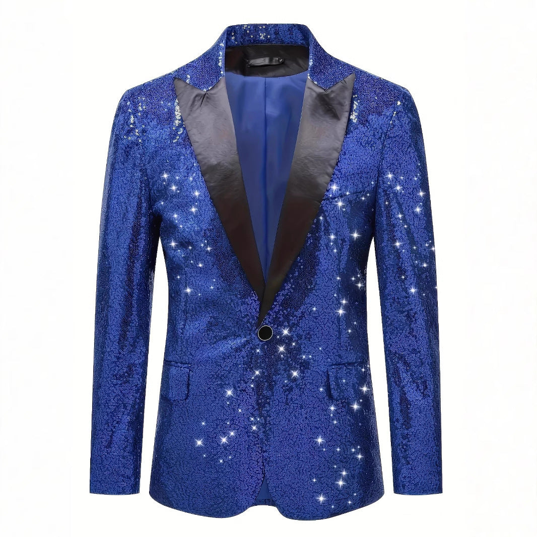 Herren Pailletten Blazer Modern Glamour Schwarz