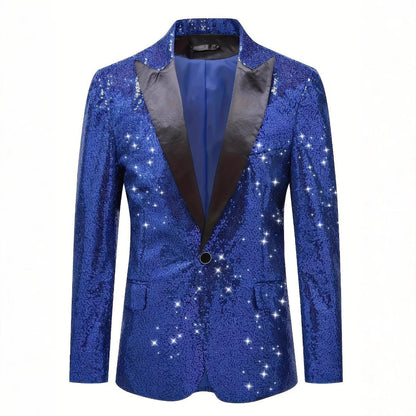 Herren Pailletten Blazer Modern Glamour Schwarz